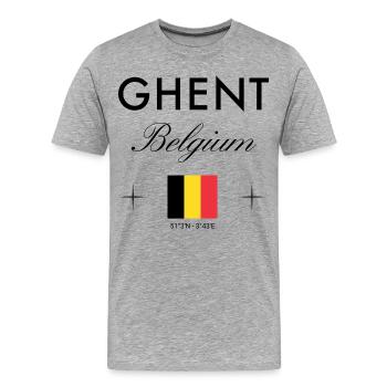 Gent Belgien Koordinaten Reise Souvenir - Männer Premium Bio T-Shirt - Grau meliert - Vorne - Damien (186cm)