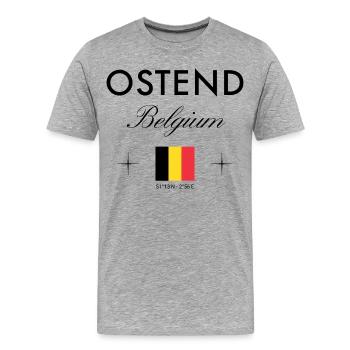 Ostend Belgium Coordinates Travel Souvenir - Men's Premium Organic T-Shirt - heather grey - Front - Damien (186cm)