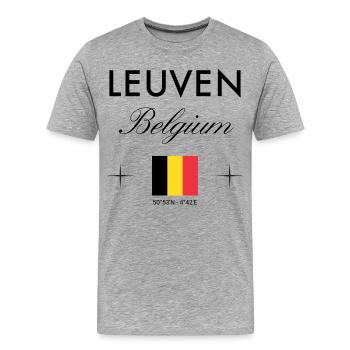 Leuven Belgien Koordinaten Reise Souvenir - Männer Premium Bio T-Shirt - Grau meliert - Vorne - Damien (186cm)