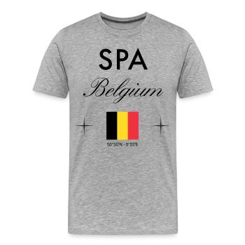 Spa Belgien Koordinaten Reise Souvenir - Männer Premium Bio T-Shirt - Grau meliert - Vorne - Damien (186cm)