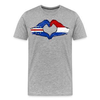 Cape Verde Holland flag hands heart shape used - Men's Premium Organic T-Shirt - heather grey - Front - Damien (186cm)