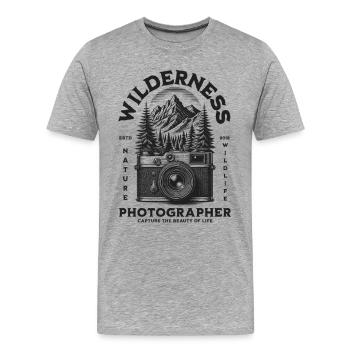 Photographe de nature à Wildernis - T-shirt bio Premium Homme - gris chiné - Devant - Damien (186cm)