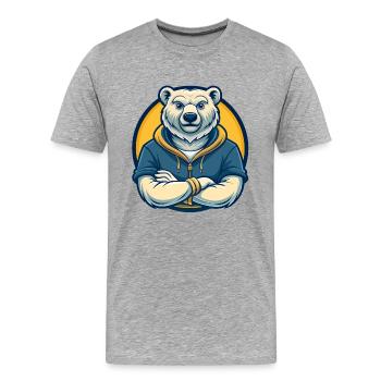 Polar Bear Kawaii Maskottchen-Cartoon-Clipart-Logo - Männer Premium Bio T-Shirt - Grau meliert - Vorne - Damien (186cm)