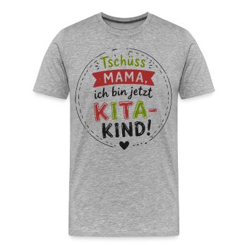 Kita Kind Abschied Motiv - Männer Premium Bio T-Shirt - Grau meliert - Vorne - Damien (186cm)