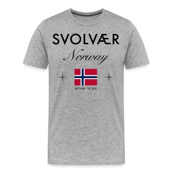 Svolvær Norvège Coordonnées Souvenir de voyage - T-shirt bio Premium Homme - gris chiné - Devant - Damien (186cm)