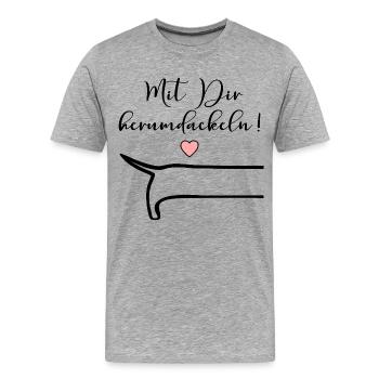 Freundschaft Herumdackeln Dackel - Männer Premium Bio T-Shirt - Grau meliert - Vorne - Damien (186cm)