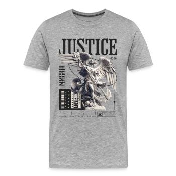 Justice Angel Statue: Urban Dark Aesthetic - Männer Premium Bio T-Shirt - Grau meliert - Vorne - Damien (186cm)