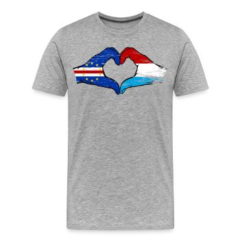Mains du drapeau luxembourgeois du Cap-Vert utilisées - T-shirt bio Premium Homme - gris chiné - Devant - Damien (186cm)