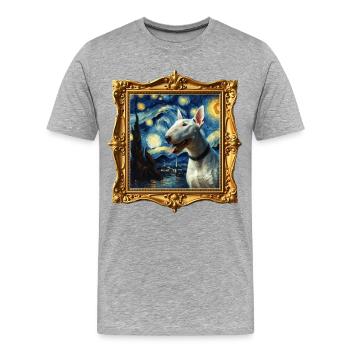 Bullterrier Starry Night - Männer Premium Bio T-Shirt - Grau meliert - Vorne - Damien (186cm)