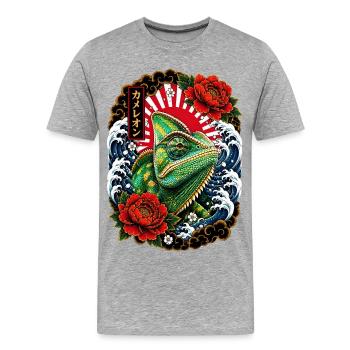 Chamäleon im japanischen Irezumi Tattoo Stil - Männer Premium Bio T-Shirt - Grau meliert - Vorne - Damien (186cm)