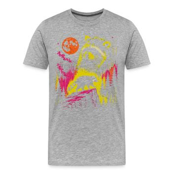 Waschbär Night Moon Forest Vintage Neon - Männer Premium Bio T-Shirt - Grau meliert - Vorne - Damien (186cm)