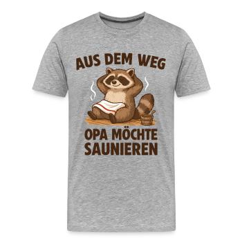 Sauna Opa möchte Saunieren - Männer Premium Bio T-Shirt - Grau meliert - Vorne - Damien (186cm)