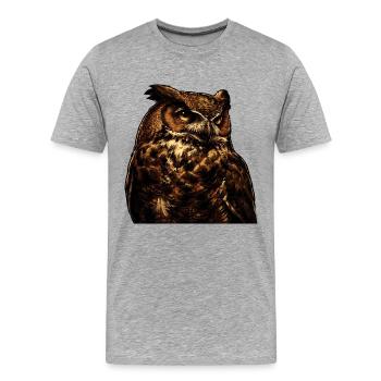 Wächter Eule - Männer Premium Bio T-Shirt - Grau meliert - Vorne - Damien (186cm)