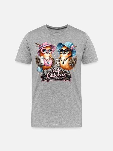 Beste Chickas – Immer mit Stil - Männer Premium Bio T-Shirt - Grau meliert