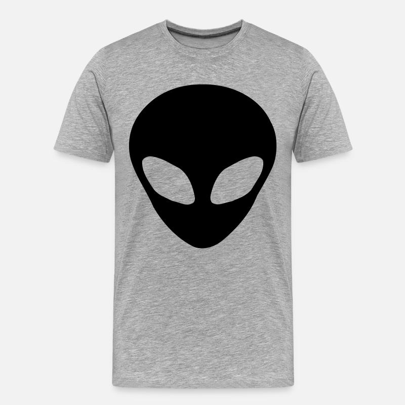 Alien Kopf - Männer Premium Bio T-Shirt - Grau meliert