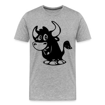 Stier - Männer Premium Bio T-Shirt - Grau meliert - Vorne - Damien (186cm)