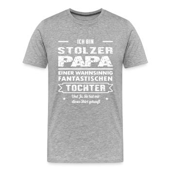 Ich bin Stolzer Papa - Männer Premium Bio T-Shirt - Grau meliert - Vorne - Damien (186cm)