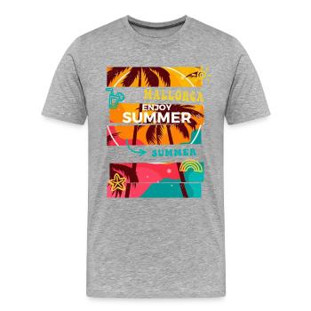 Mallorca Sommer Sonne Strand Meer Palmen Urlaub - Männer Premium Bio T-Shirt - Grau meliert - Vorne - Damien (186cm)