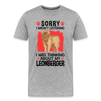 Ich habe an meinen Leonberger gedacht Leonberger - Männer Premium Bio T-Shirt - Grau meliert - Vorne - Damien (186cm)