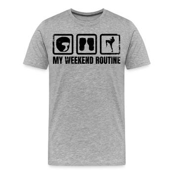 Week-end kickboxer amusant - T-shirt bio Premium Homme - gris chiné - Devant - Damien (186cm)