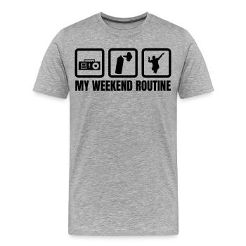 Meine Wochenendroutine - Männer Premium Bio T-Shirt - Grau meliert - Vorne - Damien (186cm)