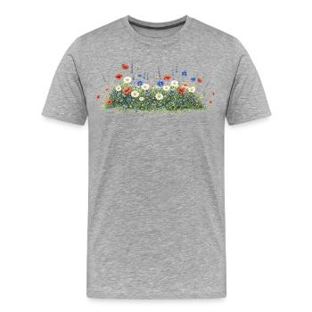 Bunte Wildblumenwiese mit Margeriten - Männer Premium Bio T-Shirt - Grau meliert - Vorne - Damien (186cm)