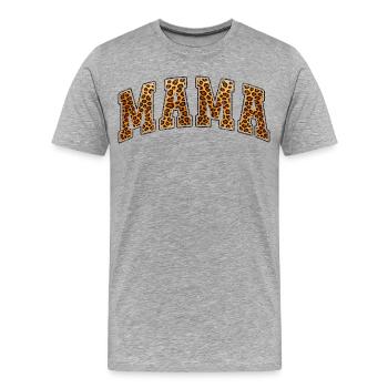 Maman Léopard, cadeau de la fête des mères, Nouvelle Maman - T-shirt bio Premium Homme - gris chiné - Devant - Damien (186cm)
