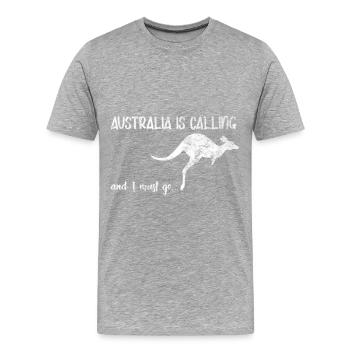 Australien Ruft Backpacker Reisen Känguru - Männer Premium Bio T-Shirt - Grau meliert - Vorne - Damien (186cm)