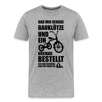 Lustige Sprüche Kindheit Optimismus Geschenkidee - Männer Premium Bio T-Shirt - Grau meliert - Vorne - Damien (186cm)
