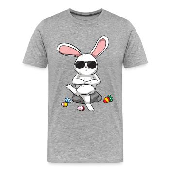 Lapin de Pâques Lapin de Pâques Oeufs de Pâques frais - T-shirt bio Premium Homme - gris chiné - Devant - Damien (186cm)