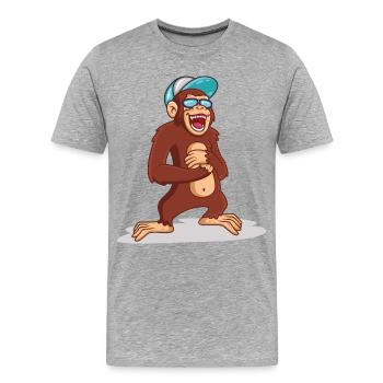 Schimpansen sind zum Lachen - Männer Premium Bio T-Shirt - Grau meliert - Vorne - Damien (186cm)