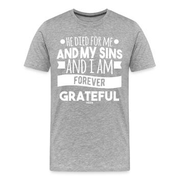 katholischer spruch jesus christus - Männer Premium Bio T-Shirt - Grau meliert - Vorne - Damien (186cm)