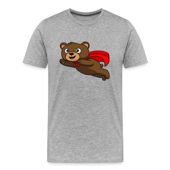Super héros de l'ours - T-shirt bio Premium Homme - gris chiné - Devant - Damien (186cm)