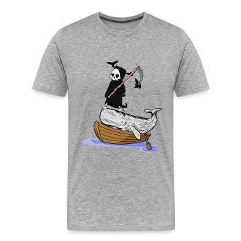 Sensenmann Tod Seefahrer Meerestiere Umwelt Tog - Männer Premium Bio T-Shirt - Grau meliert - Vorne - Damien (186cm)