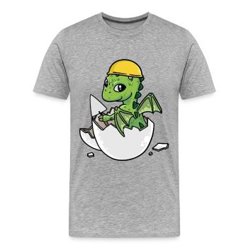 Dino Handwerker Eierschale Maurerkelle Maurer Job - Männer Premium Bio T-Shirt - Grau meliert - Vorne - Damien (186cm)