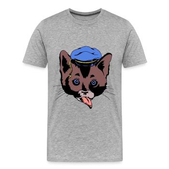 Cat’s Head Sailor Sailor Ship Ahoi maritim - T-shirt bio Premium Homme - gris chiné - Devant - Damien (186cm)