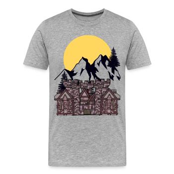 Moyen Âge Château Forteresse Chevalier Moon Montagnes Montagne - T-shirt bio Premium Homme - gris chiné - Devant - Damien (186cm)