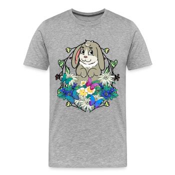 Début du printemps Lapin de Pâques Joyeuses Pâques Nature - T-shirt bio Premium Homme - gris chiné - Devant - Damien (186cm)