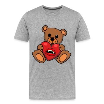 Teddy Heart Vampire Horreur Halloween Suceur de sang - T-shirt bio Premium Homme - gris chiné - Devant - Damien (186cm)