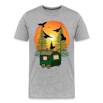 Remorque de construction naturellement différent camp de vie insolite - T-shirt bio Premium Homme - gris chiné - Devant - Damien (186cm)
