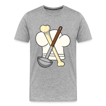 Soupe aux os Louche Chapeau de Chef Chef Gourmet - T-shirt bio Premium Homme - gris chiné - Devant - Damien (186cm)