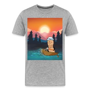 Cacahuète Loisir canne à pêche canne à pêche pêche - T-shirt bio Premium Homme - gris chiné - Devant - Damien (186cm)
