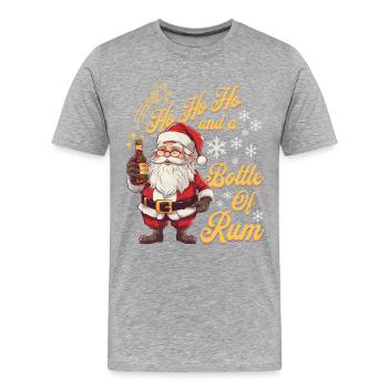 Weihnachtsmann Flasche Rum Alkohol Schnaps Prost - Männer Premium Bio T-Shirt - Grau meliert - Vorne - Damien (186cm)