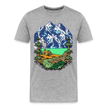 Alps, Summit, Mountains, Beg Hut, House, Alm, Tyrol, Nature - Men's Premium Organic T-Shirt - heather grey - Front - Damien (186cm)