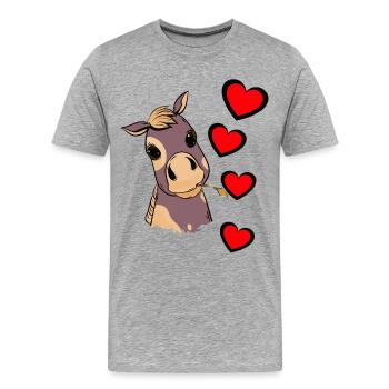 Poulain bébé cheval coeur enfant cadeau d’anniversaire - T-shirt bio Premium Homme - gris chiné - Devant - Damien (186cm)