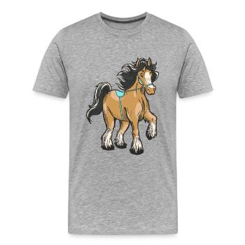 Cavalier D’équitation Cavalier Enfant Poney - T-shirt bio Premium Homme - gris chiné - Devant - Damien (186cm)