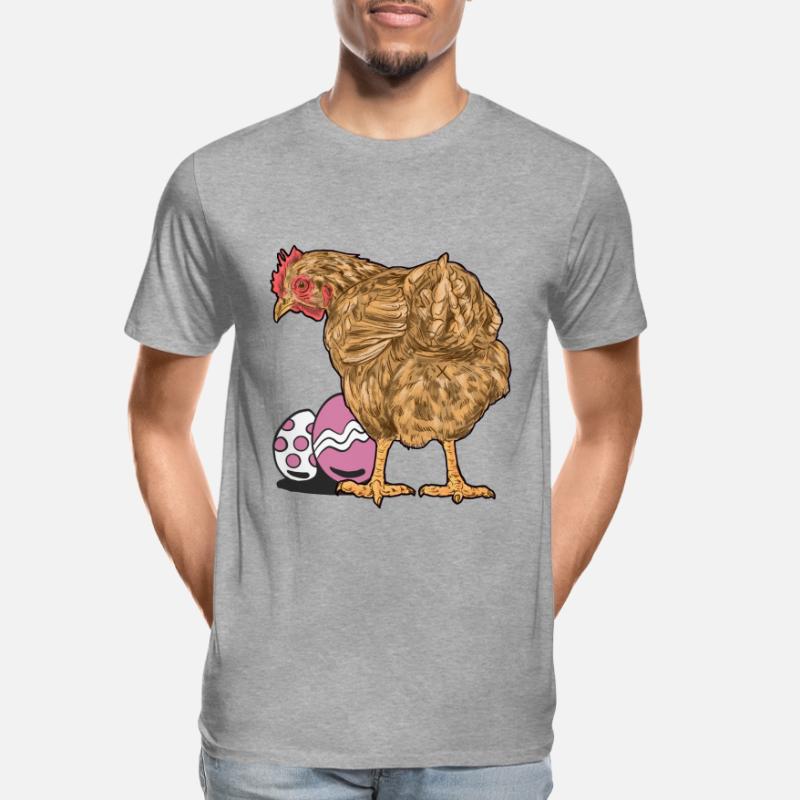 Chicken, Poultry, Poultry, Eggs, Egg, Easter, Easter Egg Men's Premium Organic T-Shirt