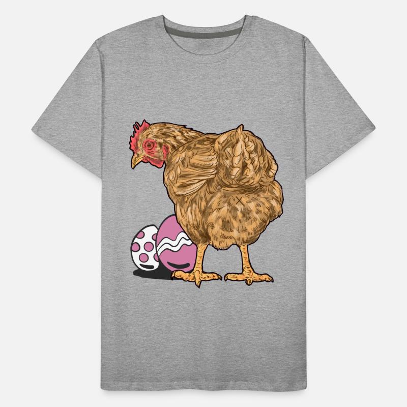 Chicken, Poultry, Poultry, Eggs, Egg, Easter, Easter Egg Men's Premium Organic T-Shirt