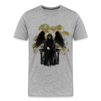 Tod Monster Horror Satan Dämon Tod Halloween - Männer Premium Bio T-Shirt - Grau meliert - Vorne - Damien (186cm)