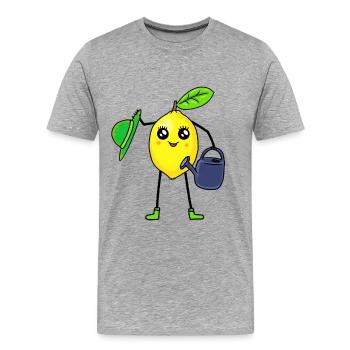 Citron Fruit Fruit Jardinier Arrosoir - T-shirt bio Premium Homme - gris chiné - Devant - Damien (186cm)